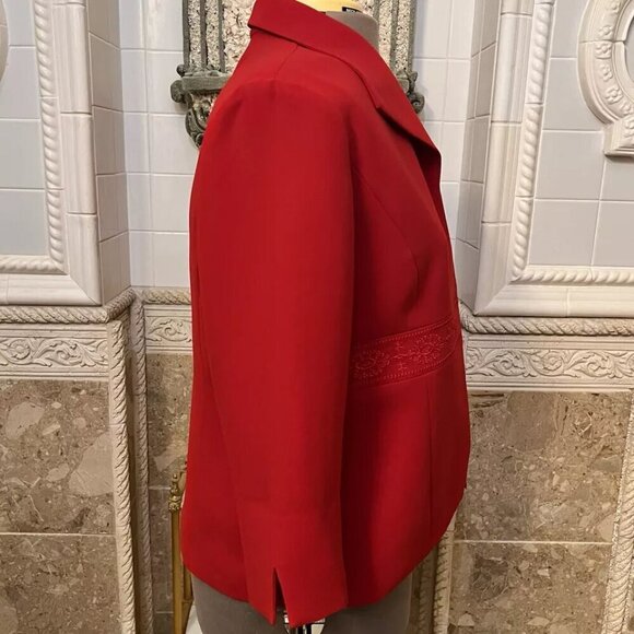 COLDWATER CREEK. Size 16. Embroidered Open Front Red Lined Jacket. GB - Picture 4 of 7